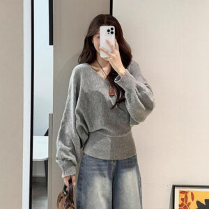 Lazy Style V-neck Batwing Sleeve Knitwear Women's Autumn And Winter