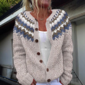 Cardigan Color-blocked Loose-fitting Fashionable Knitwear