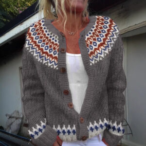 Cardigan Color-blocked Loose-fitting Fashionable Knitwear